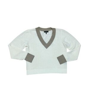 Rag & Bone Merino Wool Contrast Trim Sweater Size XS White Tan